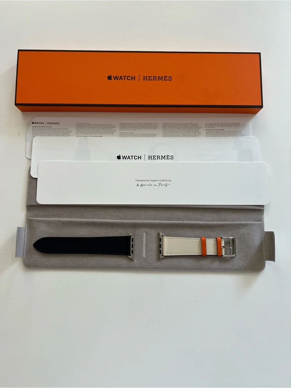 Hermes Apple Watch Band Single Tour Strap Tri Color 44mm NIB
